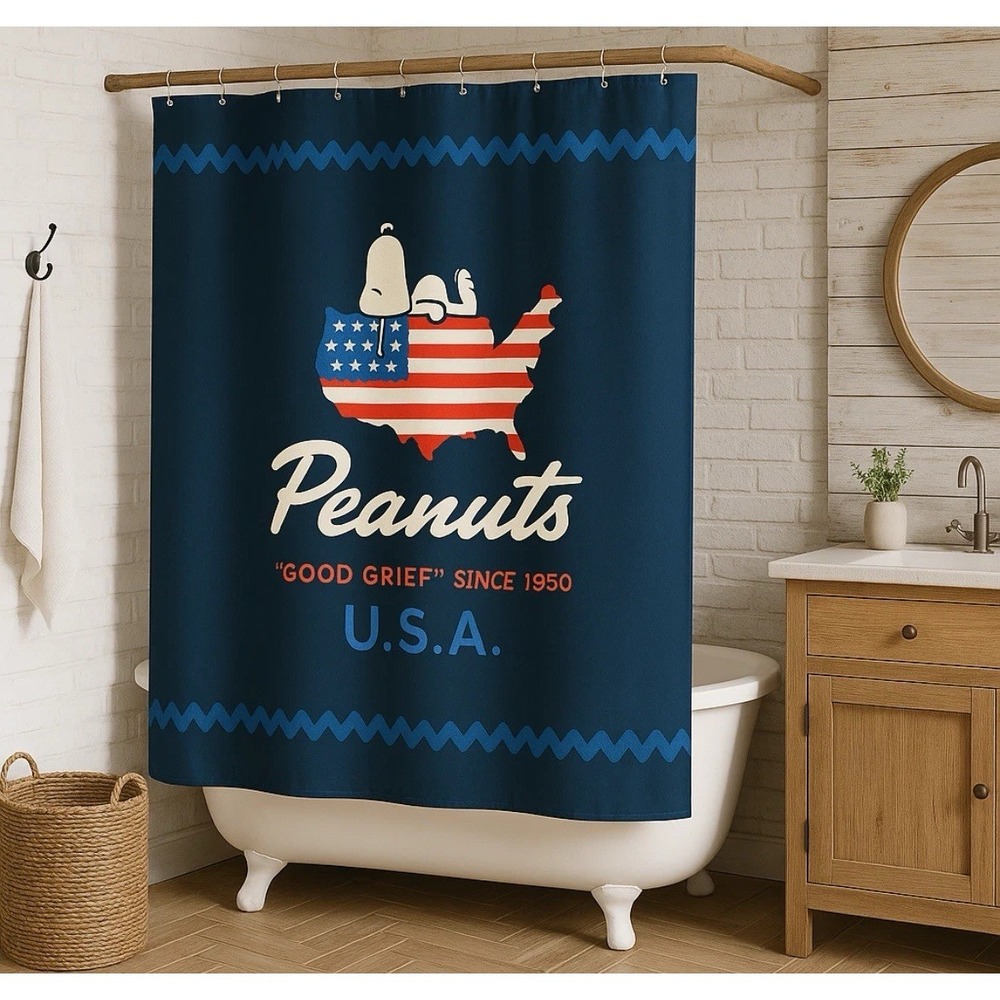 Peanuts‎ Snoopy USA Patriotic Shower Curtain 70x72 - 75 Years New 2025 NWT (219)